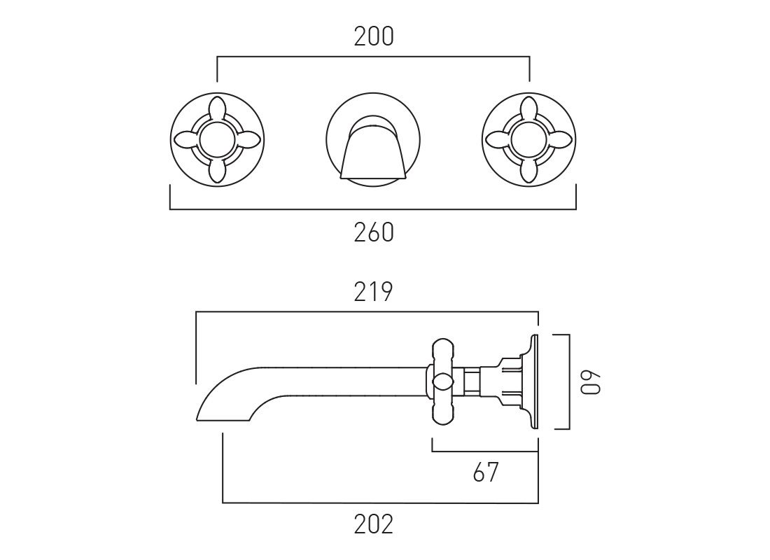 VADO Axbridge Wall Mounted Basin Mixer Tap