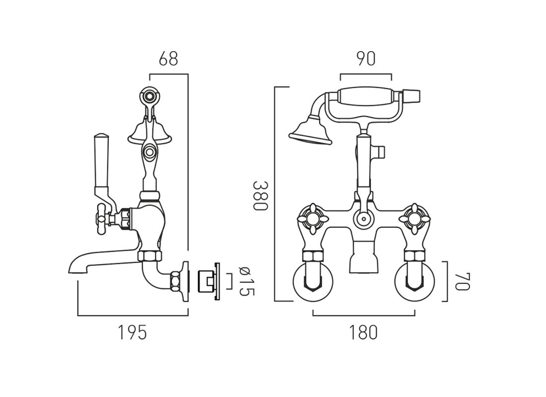 VADO Axbridge Wall Mounted Bath Mixer Tap