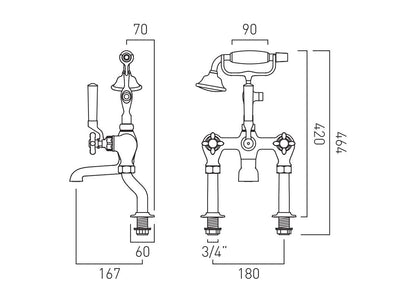 VADO Axbridge Bath Mixer Tap With Shower Kit