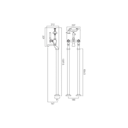 VADO Axbridge Freestanding Bath Mixer Tap + shower kit