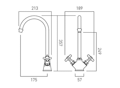 VADO Axbridge Kitchen Tap Mixer With cross handles