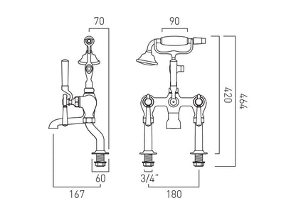 VADO Axbridge Bath Mixer Tap With lever handles