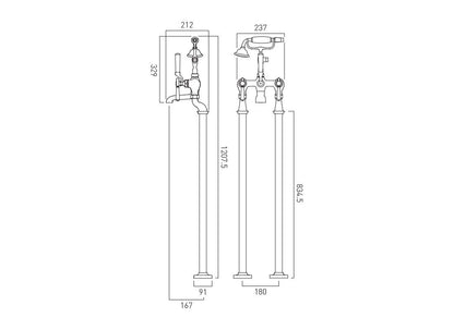 VADO Axbridge Freestanding bath mixer tap with shower kit