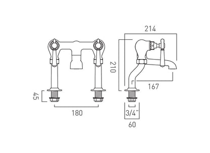 VADO Axbridge Bath Filler Tap with lever handles