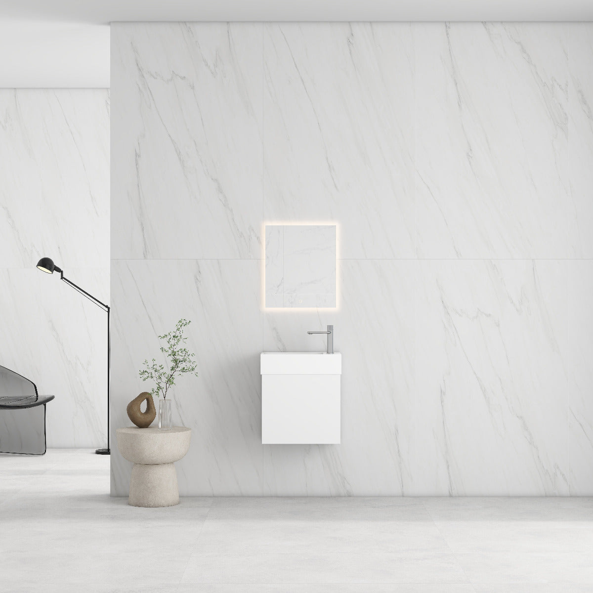 RIO 450 1 Door White Cabinet and Basin