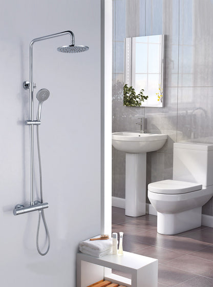 BDC Exposed Shower Valve - Fixed Head, Hose, Handset, Chrome