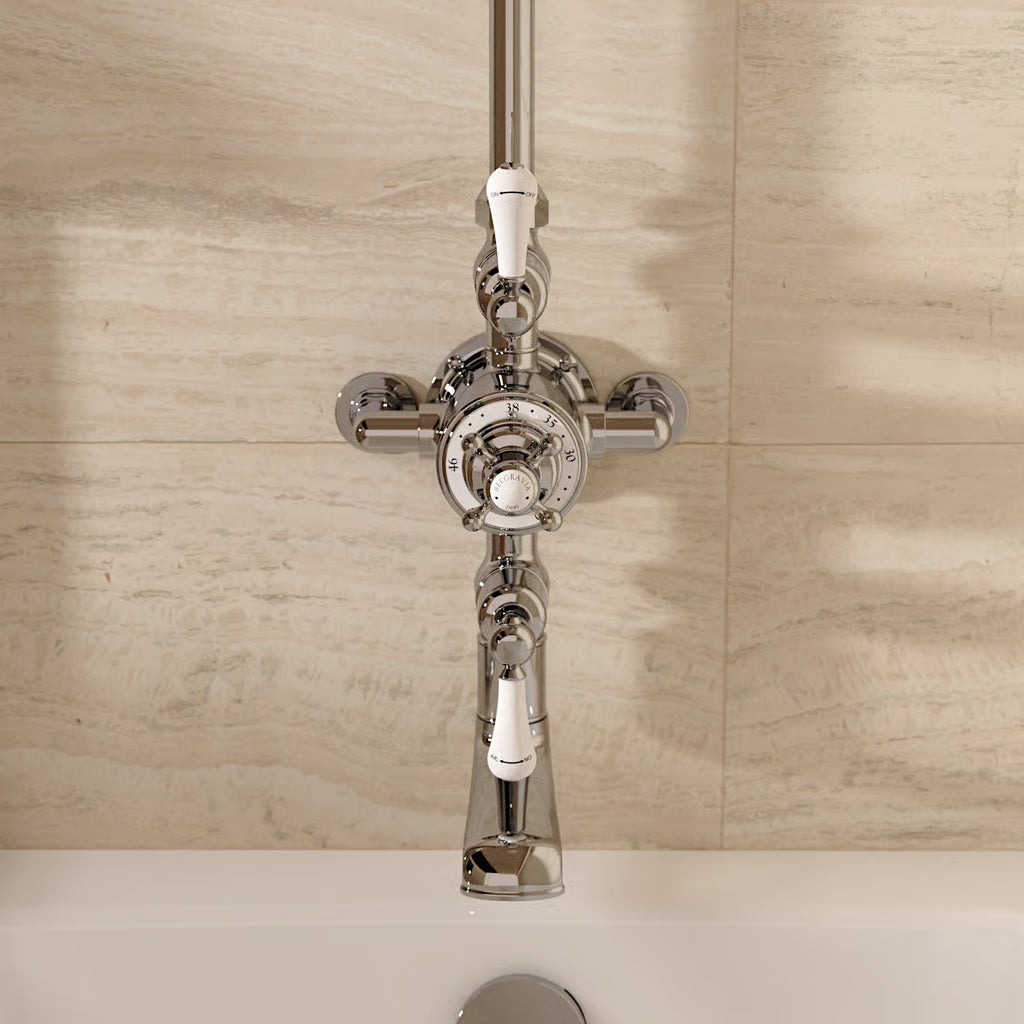 Crosswater Belgravia Thermo Shower Valve with Fixed Head and Bath Spout in Chrome