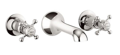 Belgravia Crosshead 3 Tap Hole Wall Basin Mixer Chrome