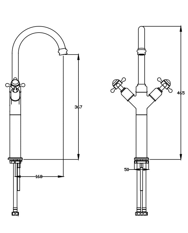 Crosswater Belgravia Crosshead Tall Monobloc Basin Mixer - Chrome