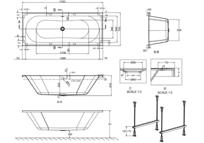 VERGE Double Ended Bath 1700 x 700mm