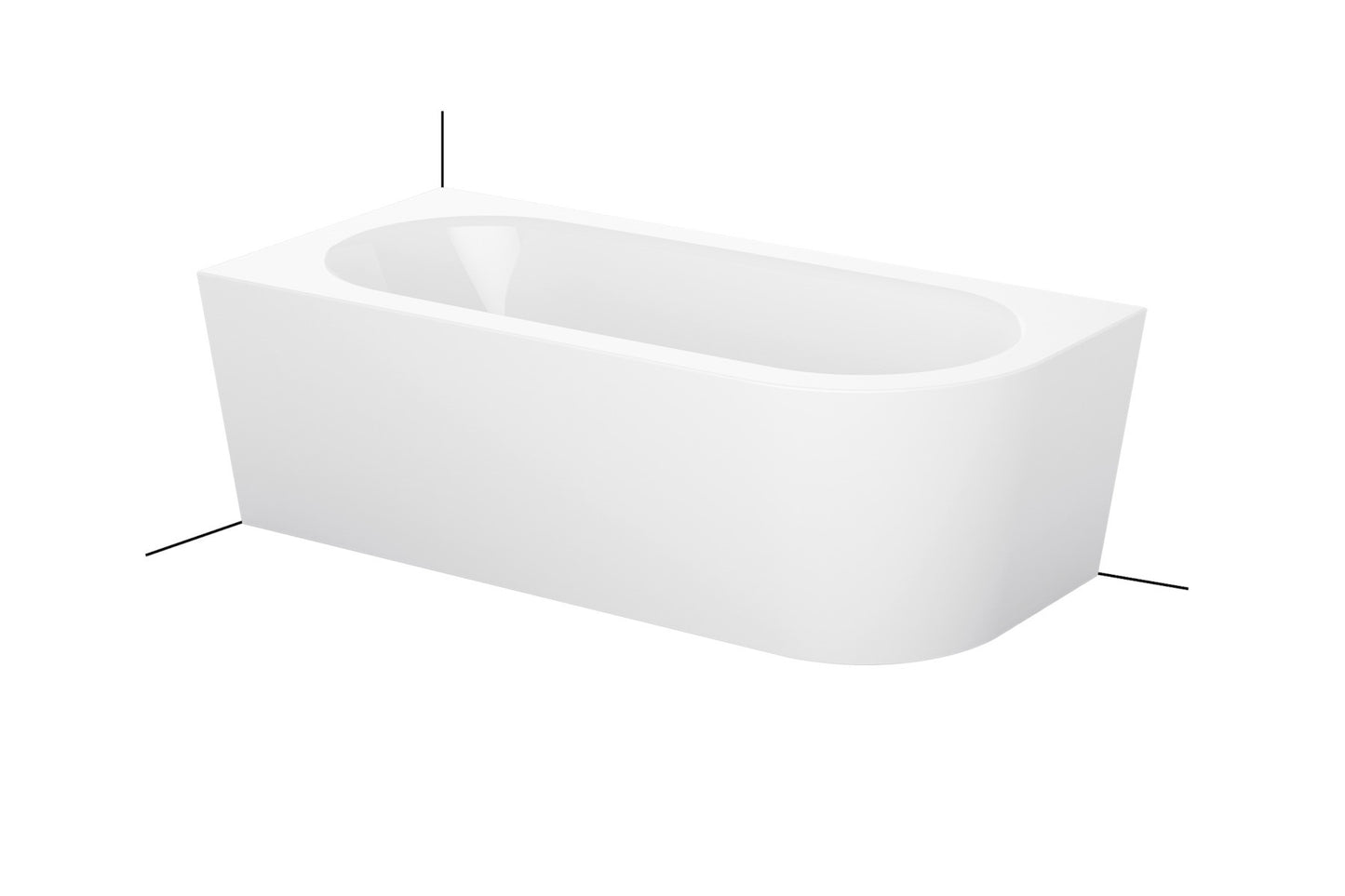 Bette Starlet Iv Silhouette 1850 X 850mm Double Ended Steel Bath No Tap Holes With 1 Rounded Corner