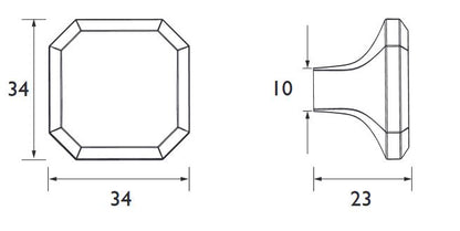 Beveled 34mm x 23mm x 34mm Chrome Door Knob- Bevelled Handle