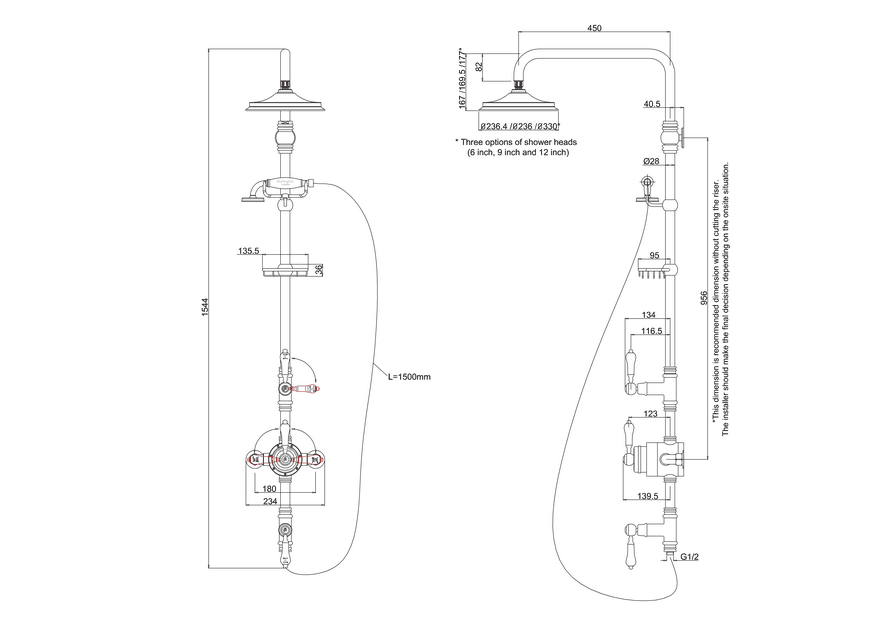 Burlington Stour Thermostatic Exposed Shower Valve 6' Rose