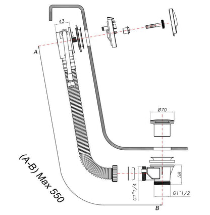 Crosswater MPRO Bath Filler With Clcik Clack Waste Chrome