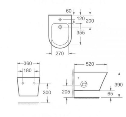 Essentials Arco Wall-Hung Bidet 520mm