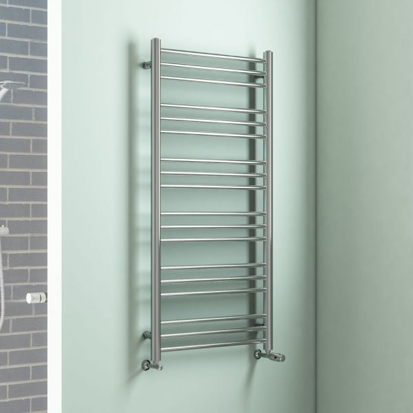 BDC 1200 X 400mm Round Chrome Heated Towel Rail