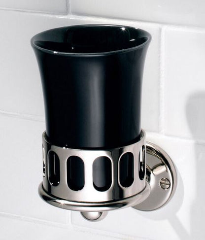 Lefroy Brooks Classic Black China Mug And Tumbler Holder - Chrome