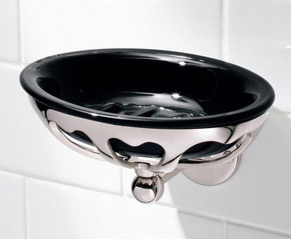 Lefroy Brooks Classic Black China Soap Dish And Holder - Chrome