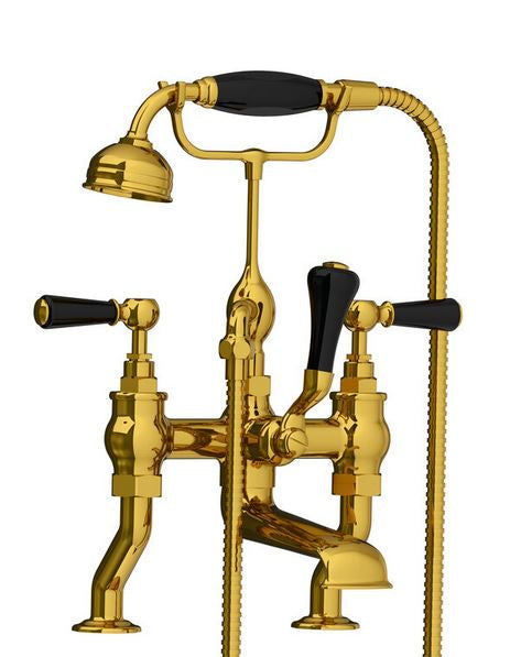 Lefroy Brooks Classic Black Lever Bath Shower Mixer - Chrome