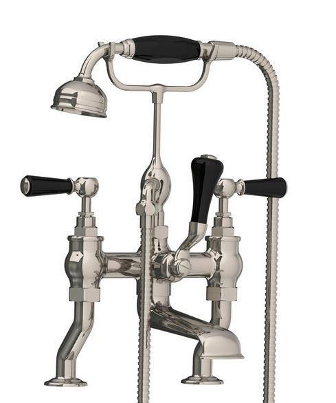 Lefroy Brooks Classic Black Lever Bath Shower Mixer - Chrome