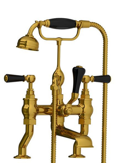 Lefroy Brooks Classic Black Lever Bath Shower Mixer - Chrome
