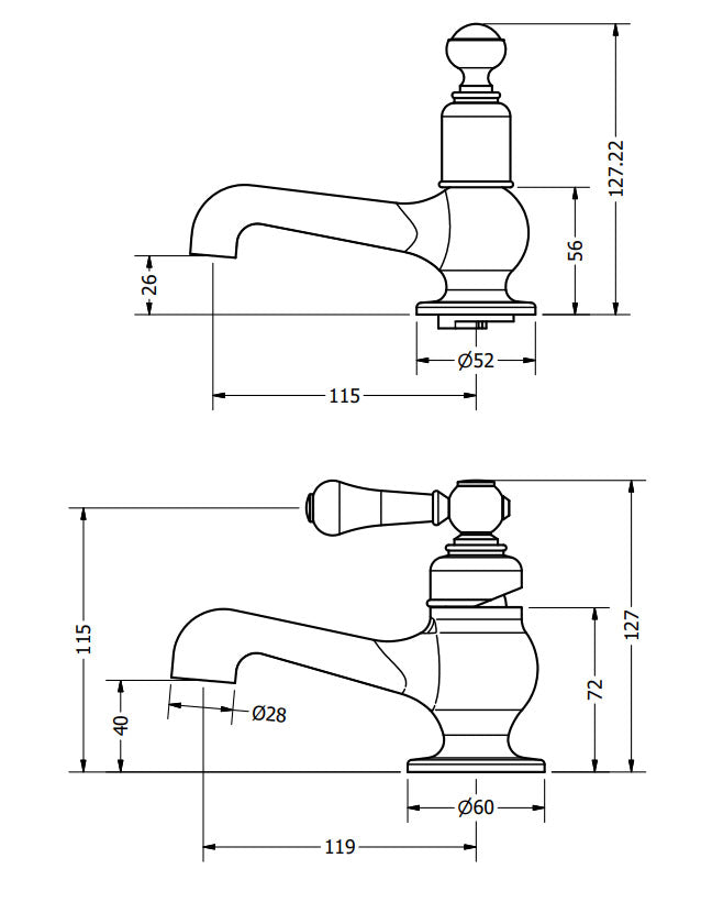 Crosswater Belgravia Lever Mini Monobloc Basin Mixer Chrome