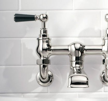 Lefroy Brooks Classic Black Lever Wall Bath Filler - (choose finish)