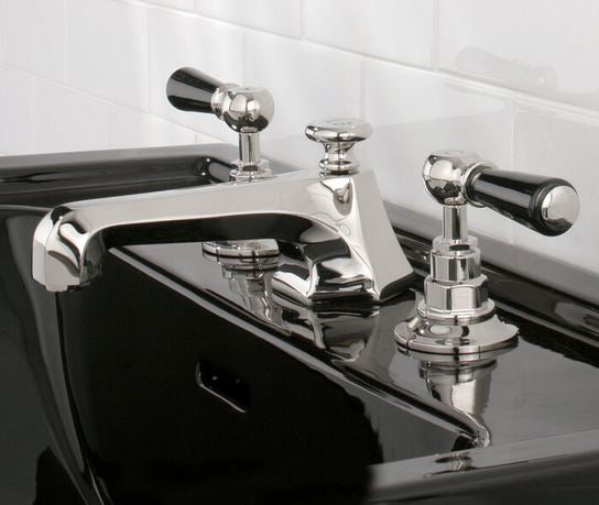 Lefroy Brooks Mackintosh Black Lever 3 Hole Basin Set with Pop Up Waste (choose finish)