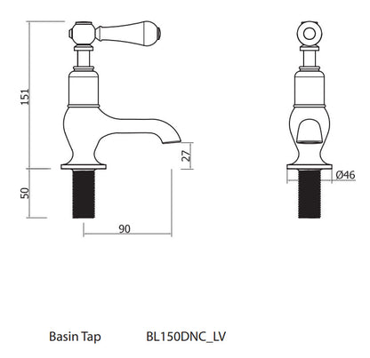 Crosswater Belgravia Lever Cloakroom Basin Tap (pair) Chrome
