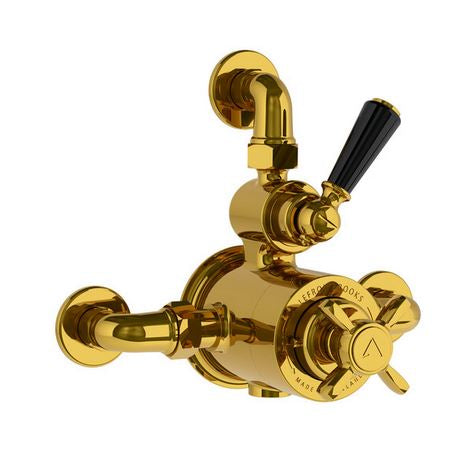 Lefroy Brooks Black Lever Exposed Thermostatic Shower Valve - BL8725AG Antique Gold