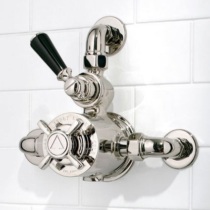 Black Lever Exposed Thermostatic Shower Valve - Chrome