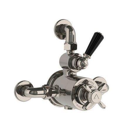 Black Lever Exposed Thermostatic Shower Valve - Chrome