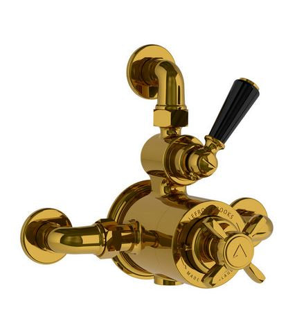 Black Lever Exposed Thermostatic Shower Valve - Chrome