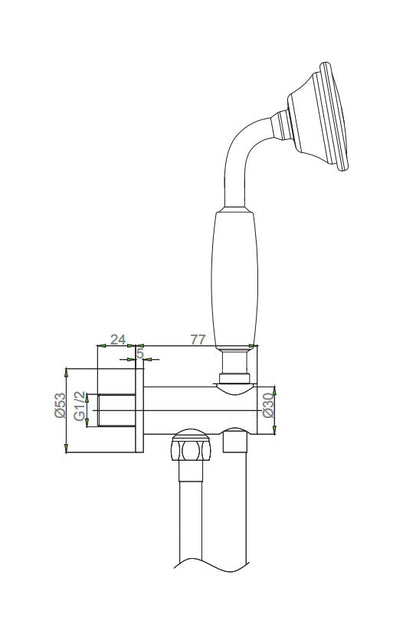 Crosswater Belgravia shower handset, wall outlet and hose