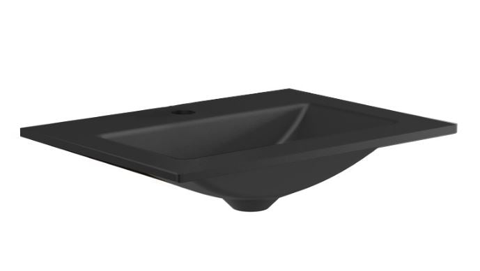 Crosswater Flute 470mm Midnight Black No Tap Hole Basin
