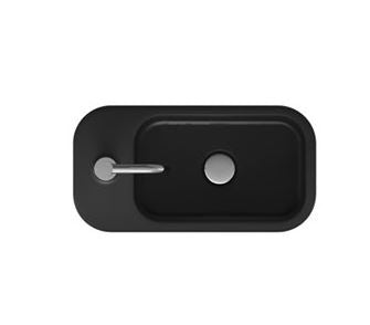 Crosswater Popolo Cloakroom Basin - Matt Black Left Handed - 480mm x 250mm