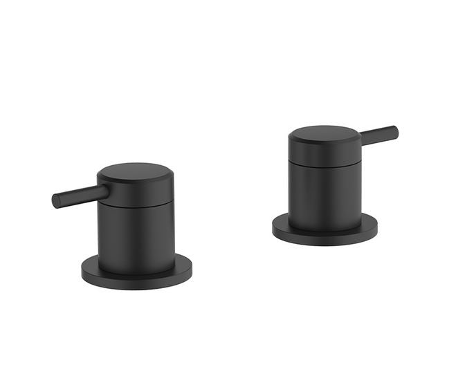 Hoxton Panel Valves in Matt Black Finish w/ 2 Tap Holes