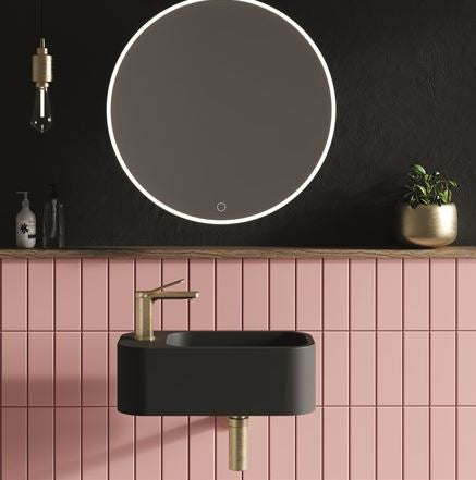 Crosswater Popolo Cloakroom Basin - Matt Black Left Handed - 480mm x 250mm