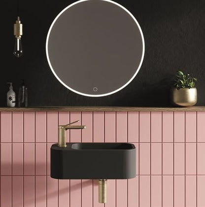 Crosswater Popolo Cloakroom Basin - Matt Black Left Handed - 480mm x 250mm