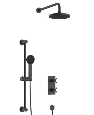 Salcombe Concealed Shower with Fixed Head and Flexible Kit Black