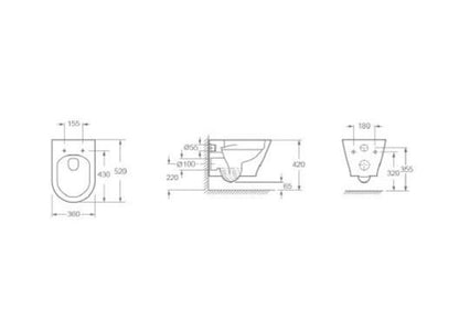 Essentials Blade Rimless Round Wall Hung Pan - White Gloss