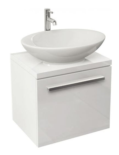 Essentials Bloque 470mm Single Drawer Wall Mounted Unit in White Gloss (Unit Only)