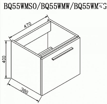 Essentials Bloque 470mm Single Drawer Wall Mounted Unit in Wenge(Unit Only)