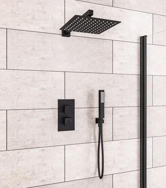 BDC Square Thermostatic Shower Bundle - Matt Black