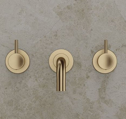 Crosswater MPRO 3-Hole Wall Basin Mixer - Brushed Brass