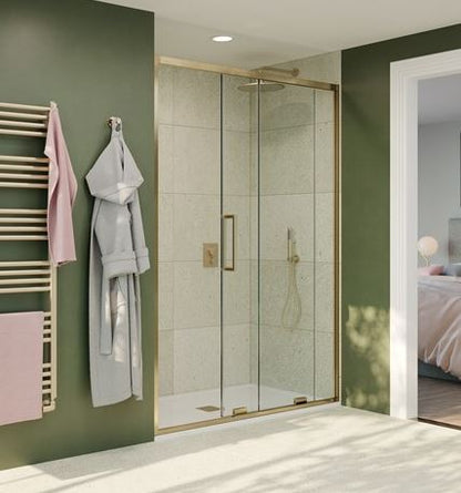 Crosswater Optix 10 Single Sliding Door 1400mm Brushed Brass