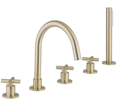 Crosswater MPro Crosshead Bath 5 Hole Set Brushed Brass