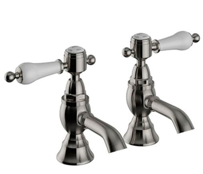Glastonbury Basin Pillar Taps Brushed Nickel