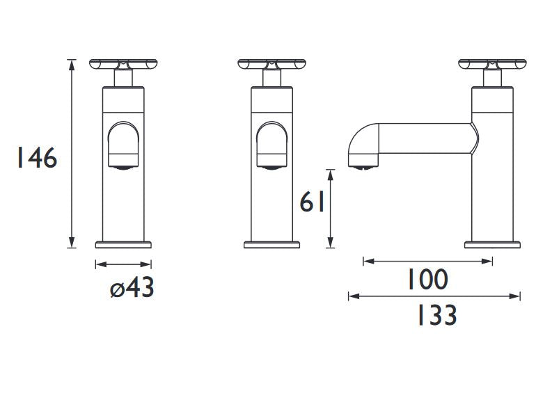 Salcombe Basin Pillar Taps Brushed Brass