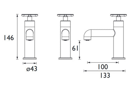 Salcombe Basin Pillar Taps Brushed Brass